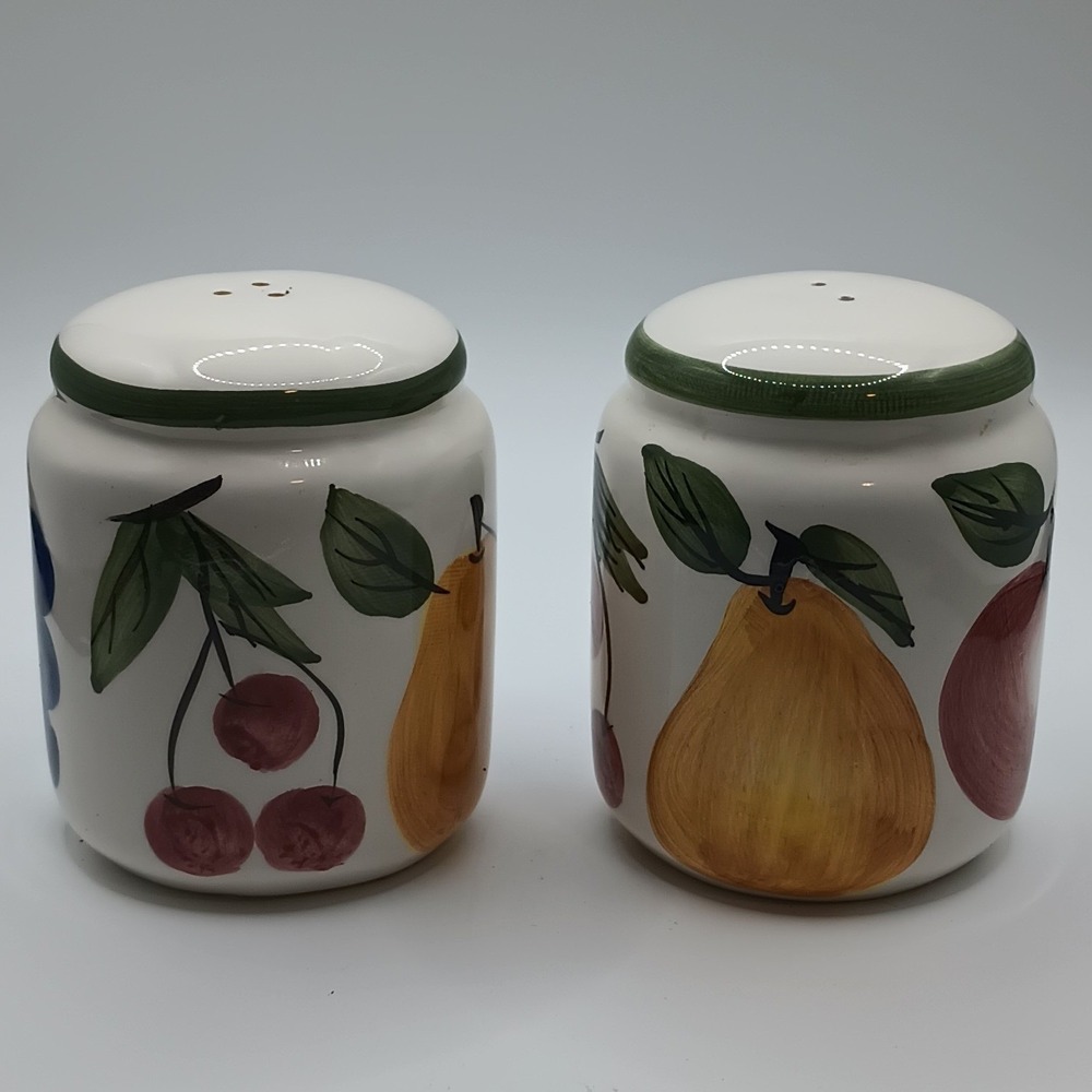 Vintage C. KAO Ceramic Fruit Salt and Pepper Shaker Set - Apple & Pear Decor